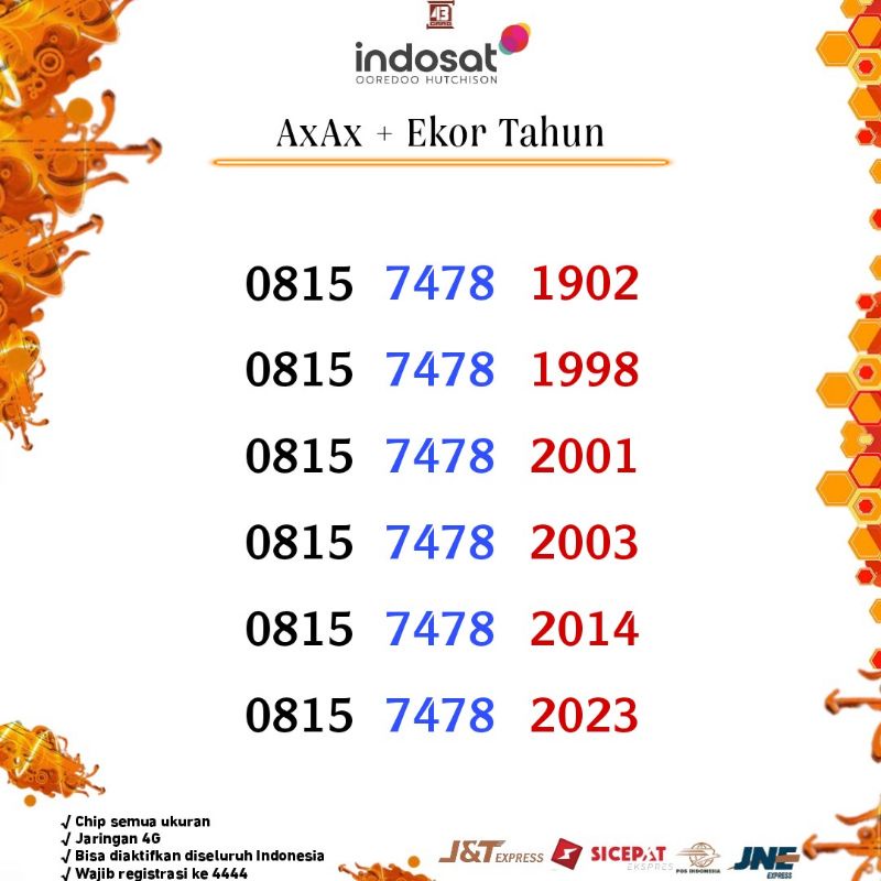 IM3 INDOSAT NOMOR CANTIK PERDANA INDOSAT SERI TAHUN LAHIR