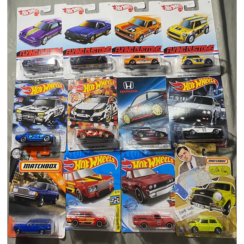 HOT WHEELS, MATCHBOX DATSUN MINI COOPER MR.bean HONDA HOT ITEM PAKET 12 Pcs