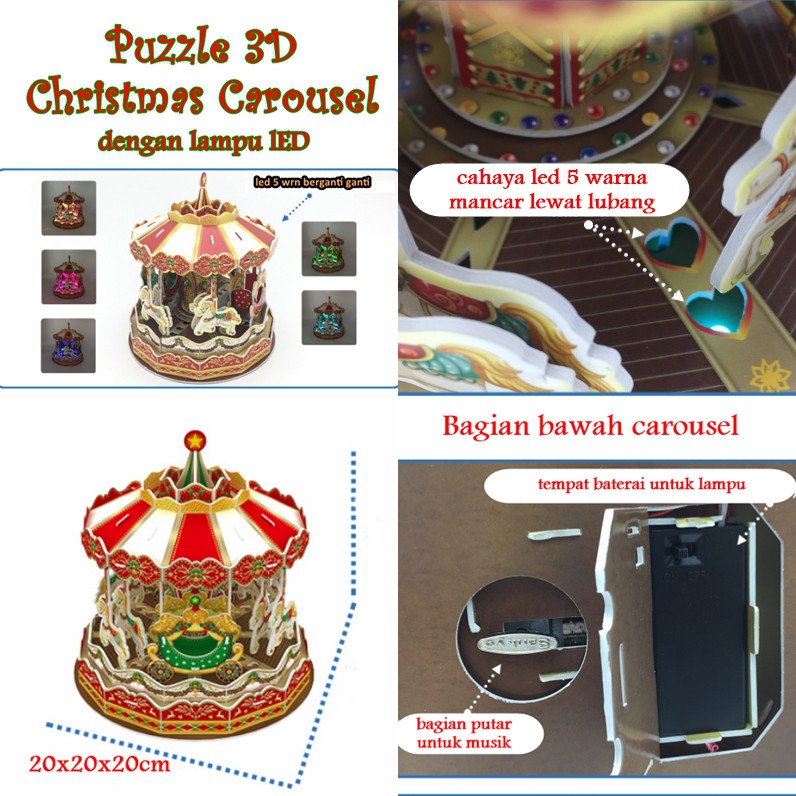 [ORGM] Mainan Edukasi Puzzle 3D Princess Ice Castle Merry Go Round