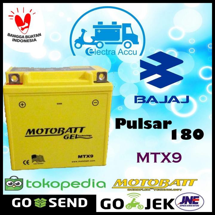 Aki Motor Bajaj Pulsar 180 Motobatt Mtx9 Aki Kering / Aki Gel