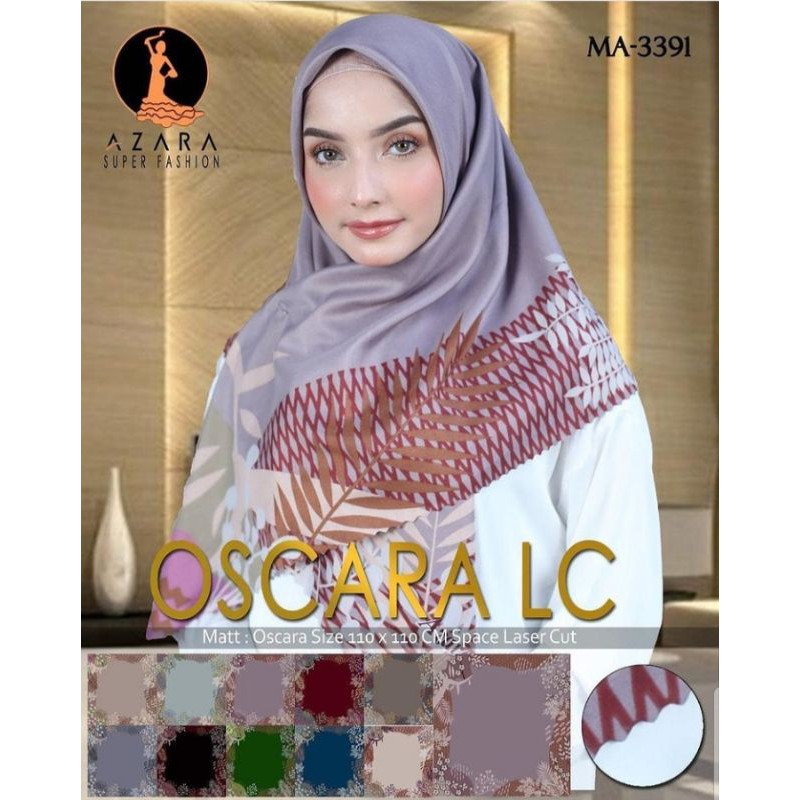 Jilbab segiempat motif azara lasercut