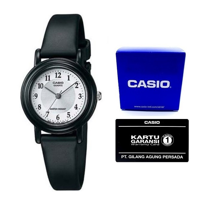 Casio Jam Tanggan Wanita Rubber Strap Hitam Plat Gold