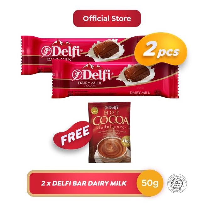 

Delfi Dairy Milk 2pcs FREE 1 sachet Hot Cocoa Indulgence 25g