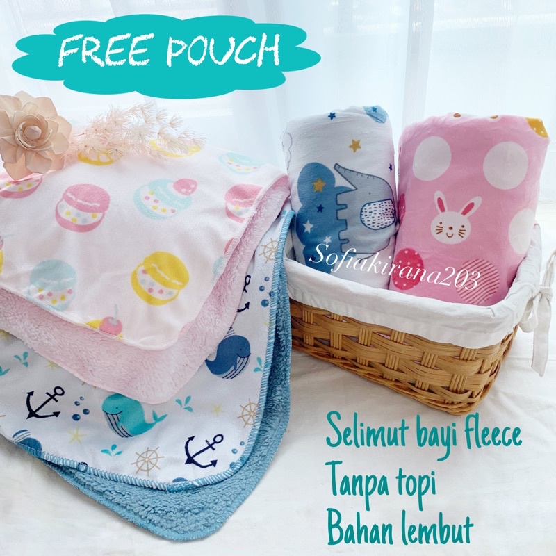 BARU! selimut bayi fleece/ bahan lembut/ baby blanket/ motif lucu/ hadiah lahiran/ baby gift