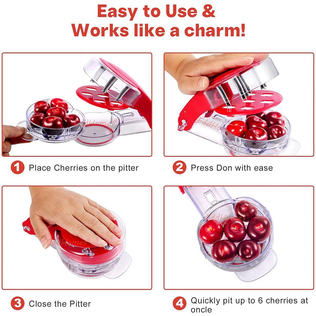 [Elegan] Cherry Pitter Dapur Kue Stoner Stainless Steel Corer 6lubang Cherry Chomper