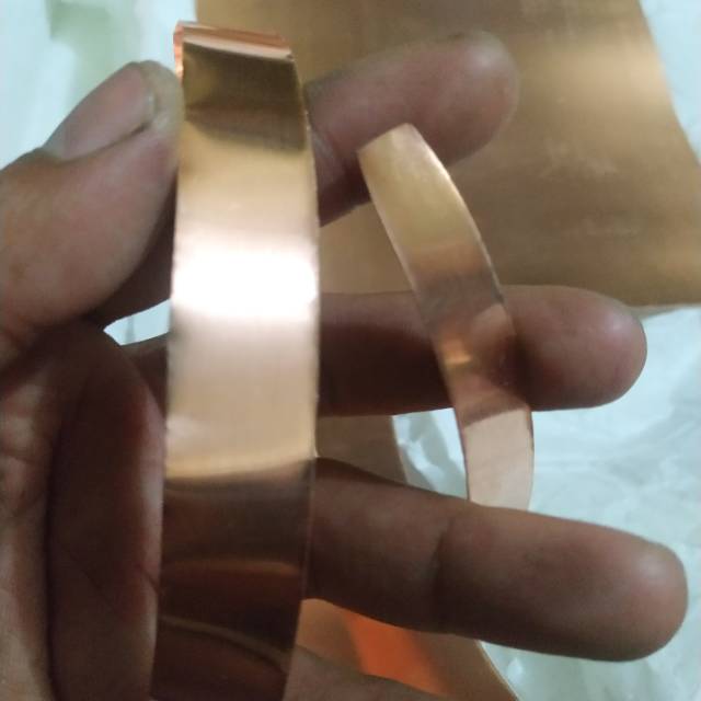 Lempengan lembaran plat tembaga murni ukuran 1cm x 15cm x 0.3mm