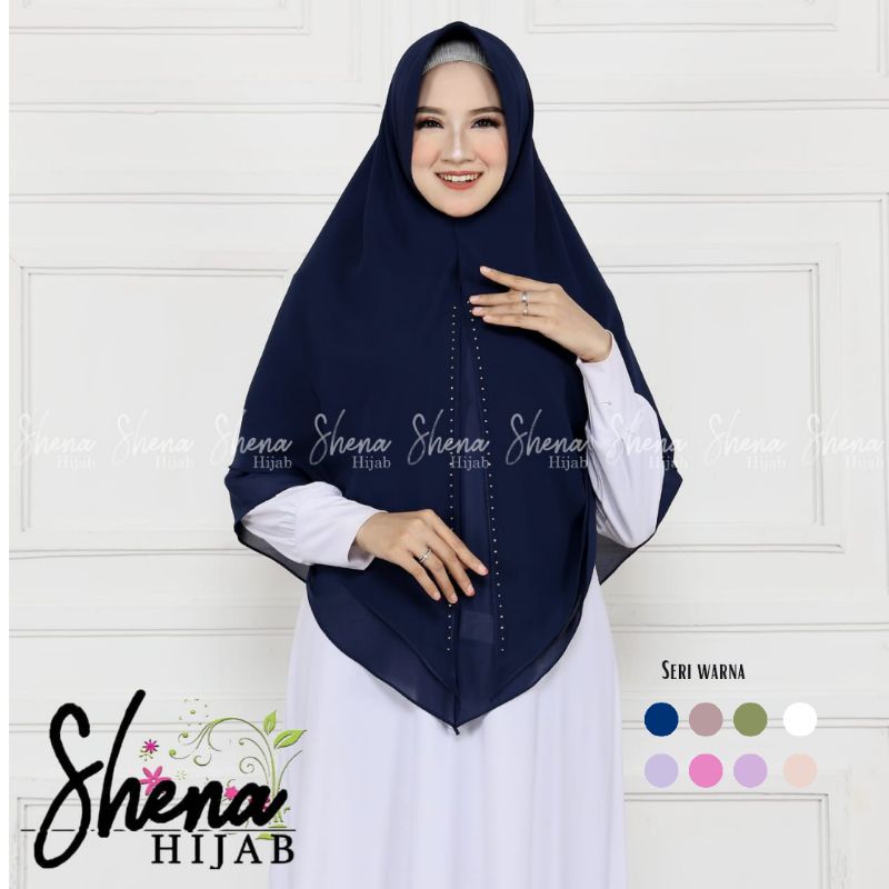 Khimar Shena Hijab - Bergo Syari Terbaru Bahan Ceruty Sifon Dua Layer Payet Original