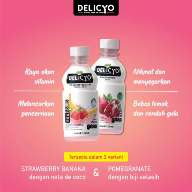 Delicyo Strawberry Banana Yoghurt Sehat 250 ml