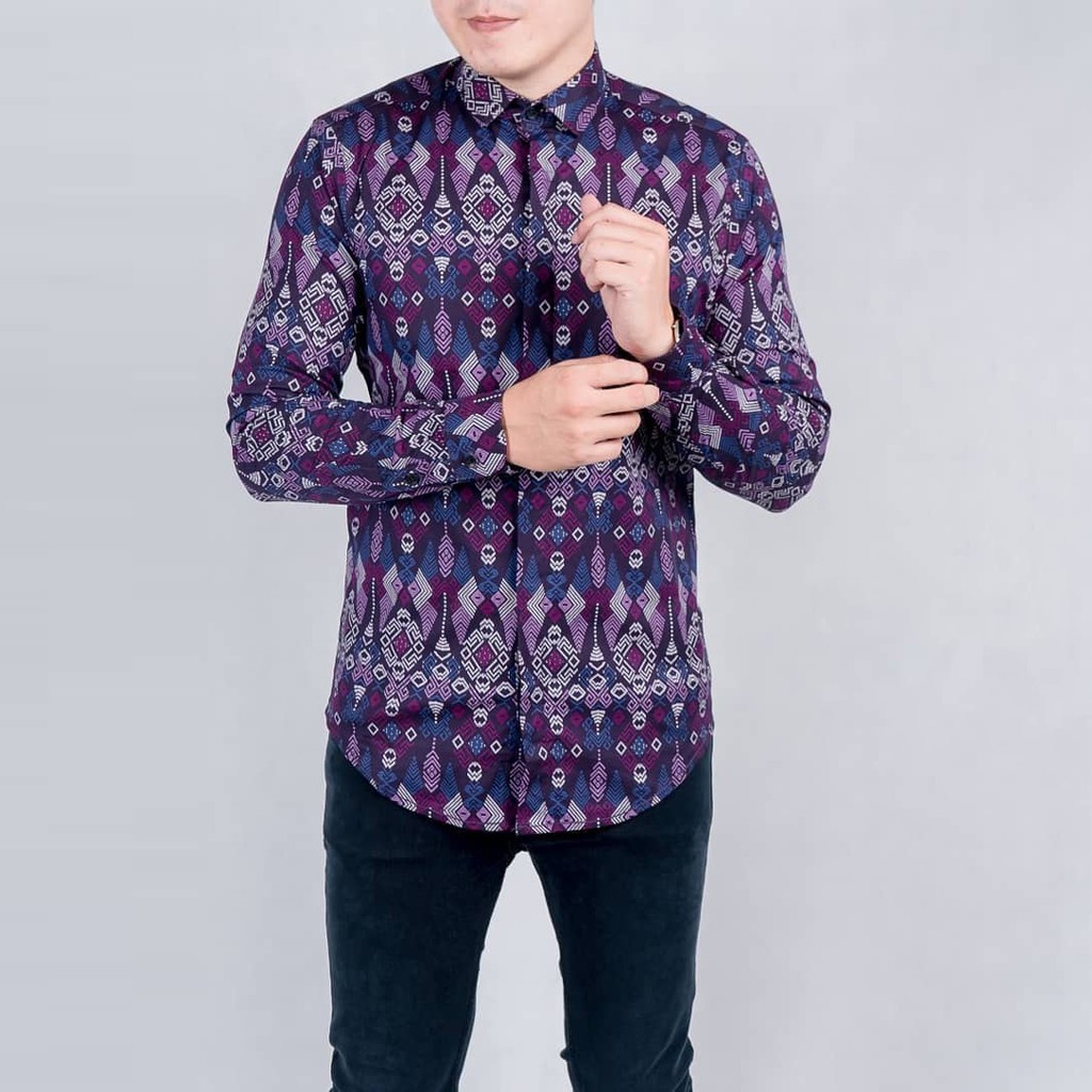 DGM Fashion   New Arrival Distro Batik Pria Bordir Sogan Batikaf Notoarto Batik Ipnu-Ippnu Hem Pria-UNGU 5895