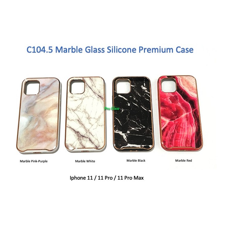 C104.5 Iphone 11 / 11 PRO / PRO MAX Marble Glass Silicone Case Marmer