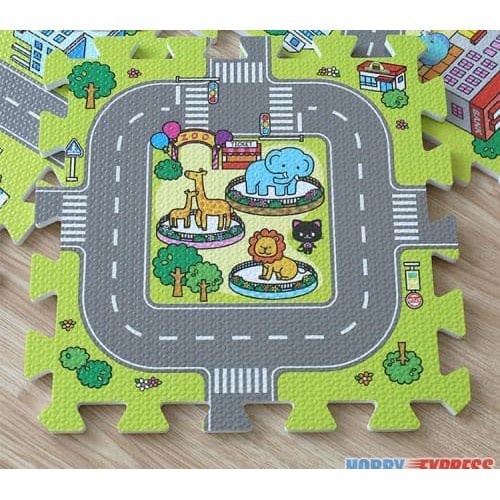 Karpet Puzzle Motif Kayu Evamat - motif crossroad Evamat 30x30cm