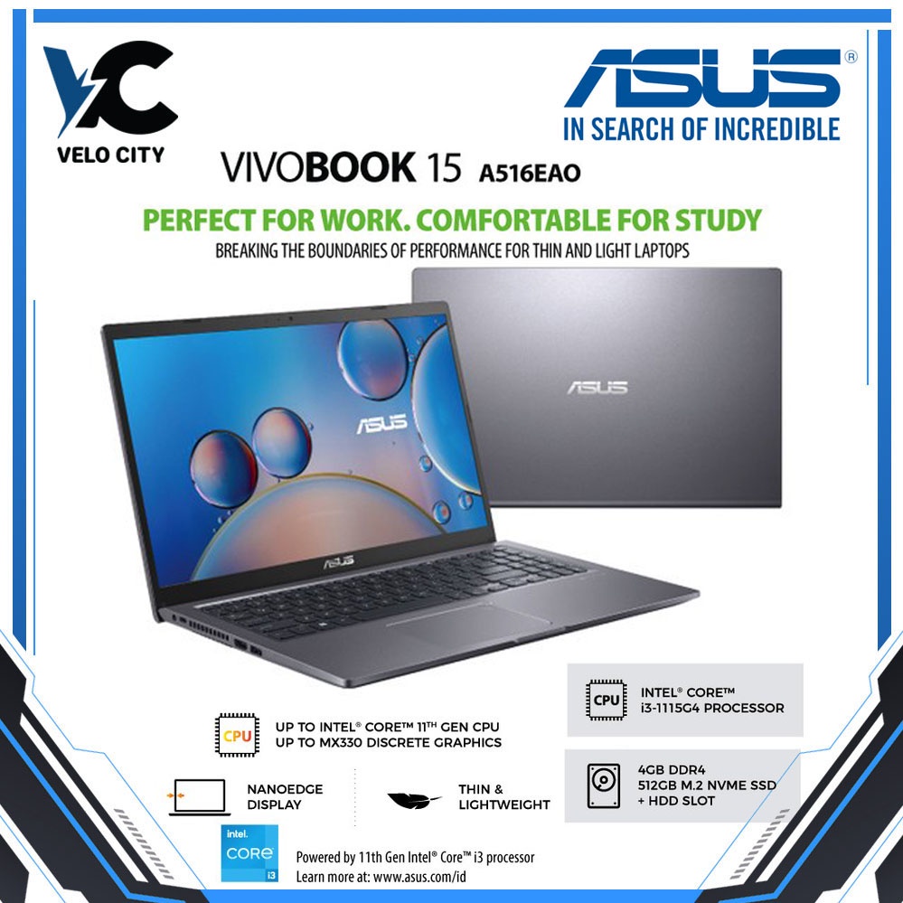 Laptop Asus VivoBook A516EAO-VIPS355 i3-1115G4 4GB SSD 512GB 15,6&quot; W11