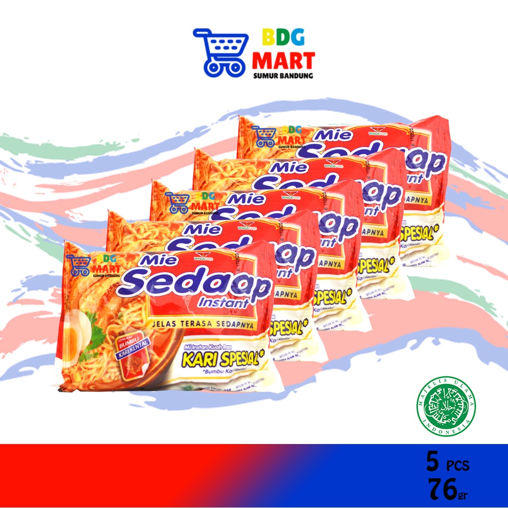 

5PCS Mie Sedaap Mi Instan Kuah Rasa Kari Spesial Halal MUI - 5 x 76gr