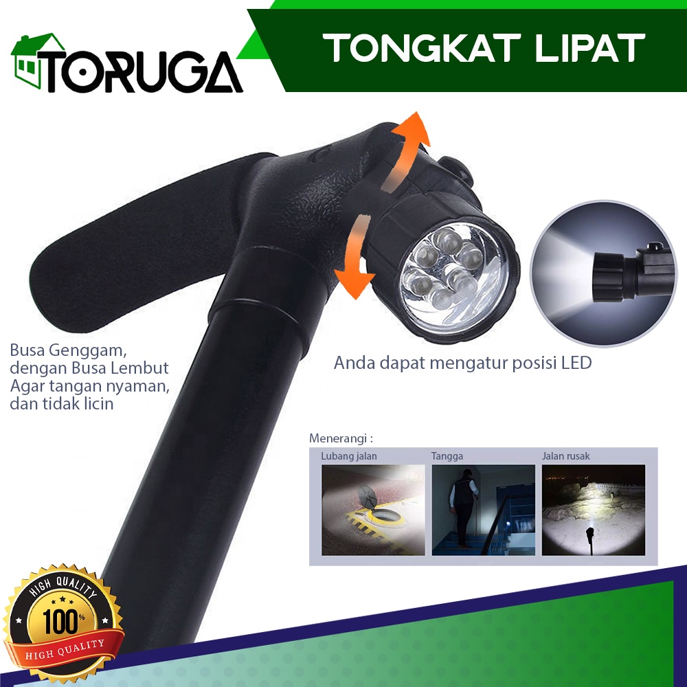 Trusty cane alat tongkat bantu jalan manula lipat lampu led