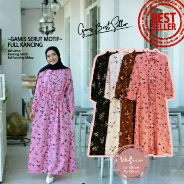 Gamis Wanita SERUT FULL KANCING Dress Wanita