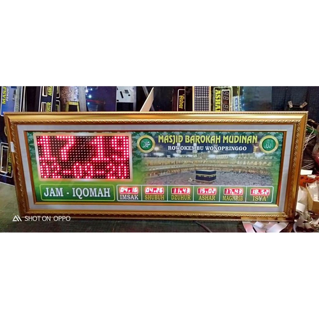 Jam Digital Masjid Waktu Sholat Running Text Custom Nama 40 x 100 cm