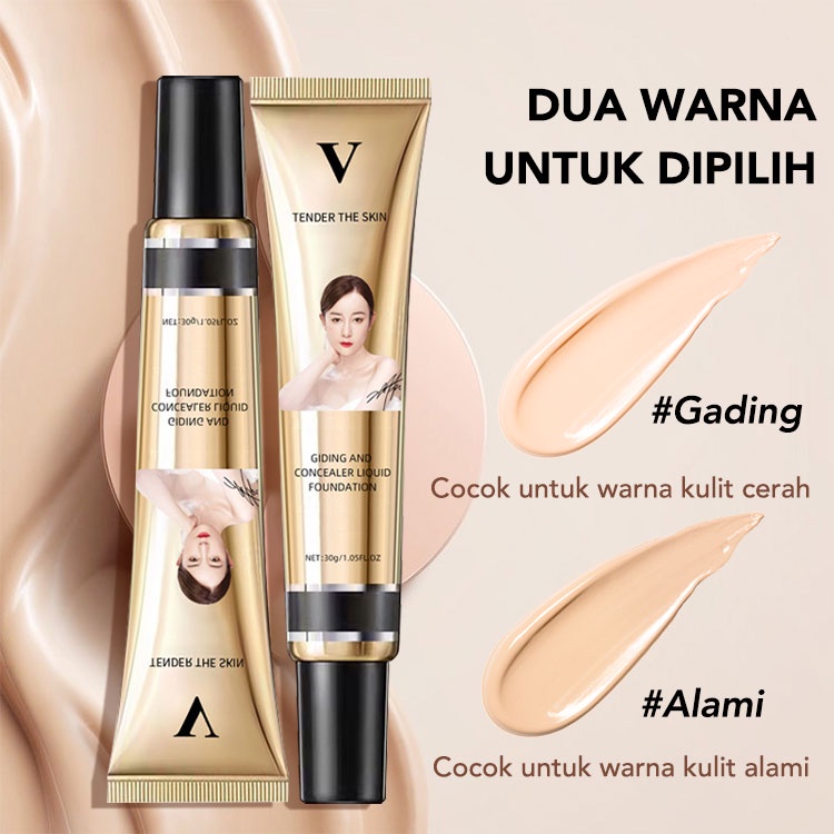 FV UBUB Concealer Foundation Bergizi Kulit BB Cream 24 H Tahan Air Tahan Keringat Kontrol Minyak Alami Fv Concealer Tanpa Makeup Dasar Gadis 30ml