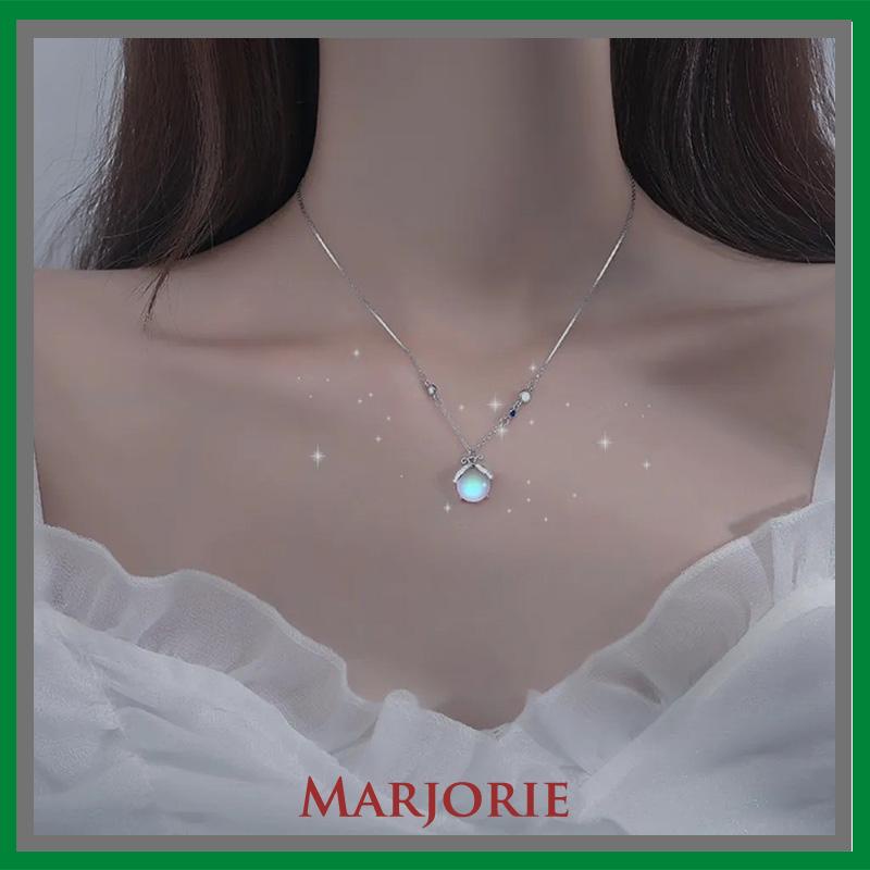 Moonstone Firefly Kalung Wanita Senior Rantai Klavikula Siswa Hadiah Ulang Tahun Desain Niche-MJD