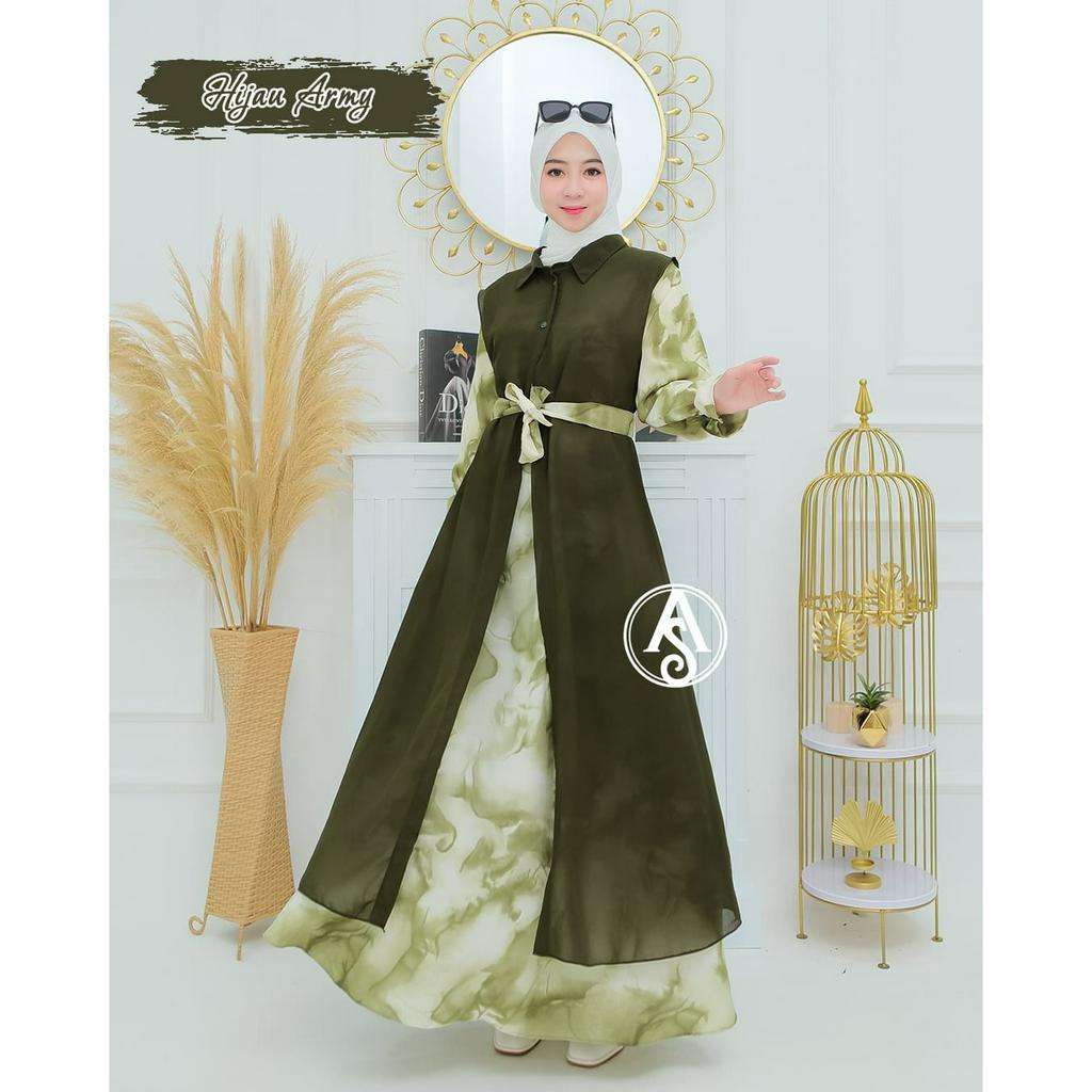 LANGSUNG KIRIM GAMIS SYAKILA PLUS BLAZER CERUTY PISAH// KANCING MUTIARA //OUTER CERUTY BEBYDOLL//BUSUI