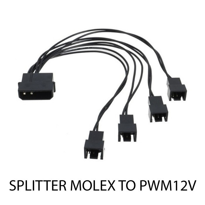 KABEL SPLITTER MOLEX TO PWM 4PIN 12V 4x COOLING FAN CABLE FANHUB HUB