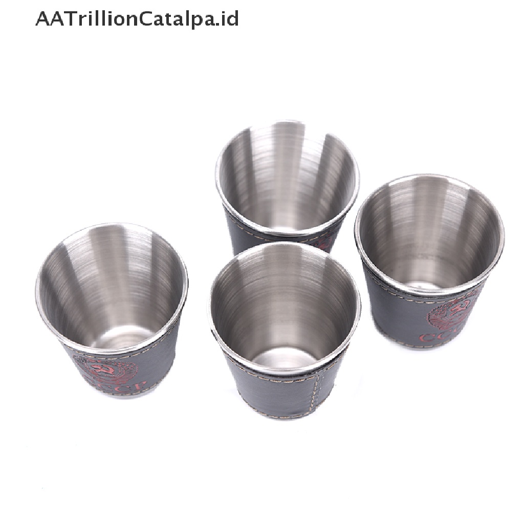 Aatrillioncatalpa 4pcs / lot Gelas Wine 70ml Bahan Stainless Steel Untuk Camping / Piknik