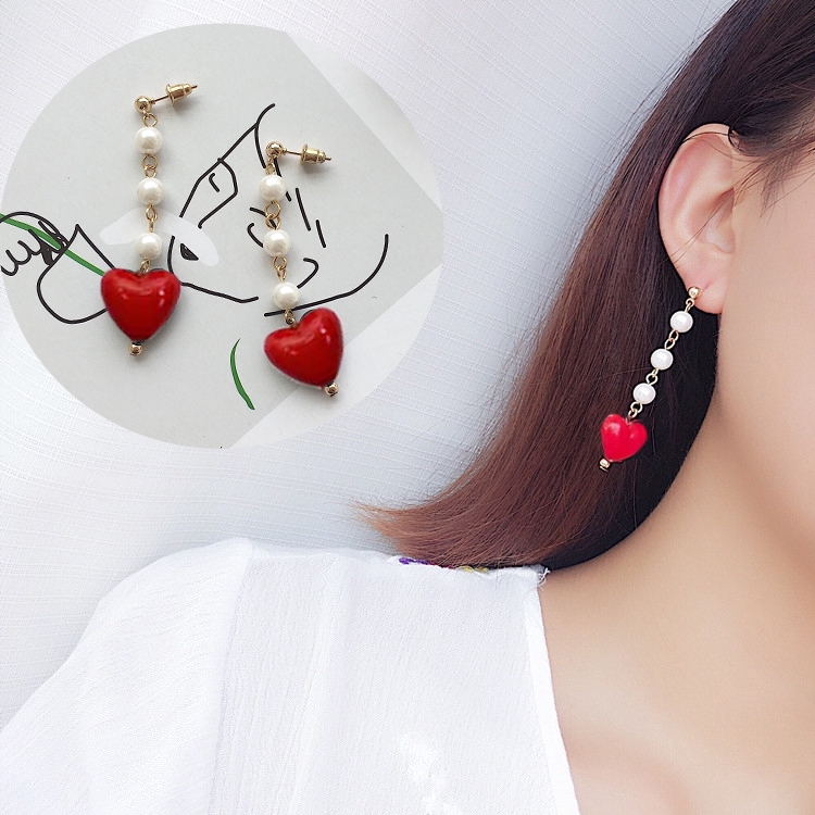 Anting stud fashion wanita style korea model mutiara mix love murah berkualitas  390