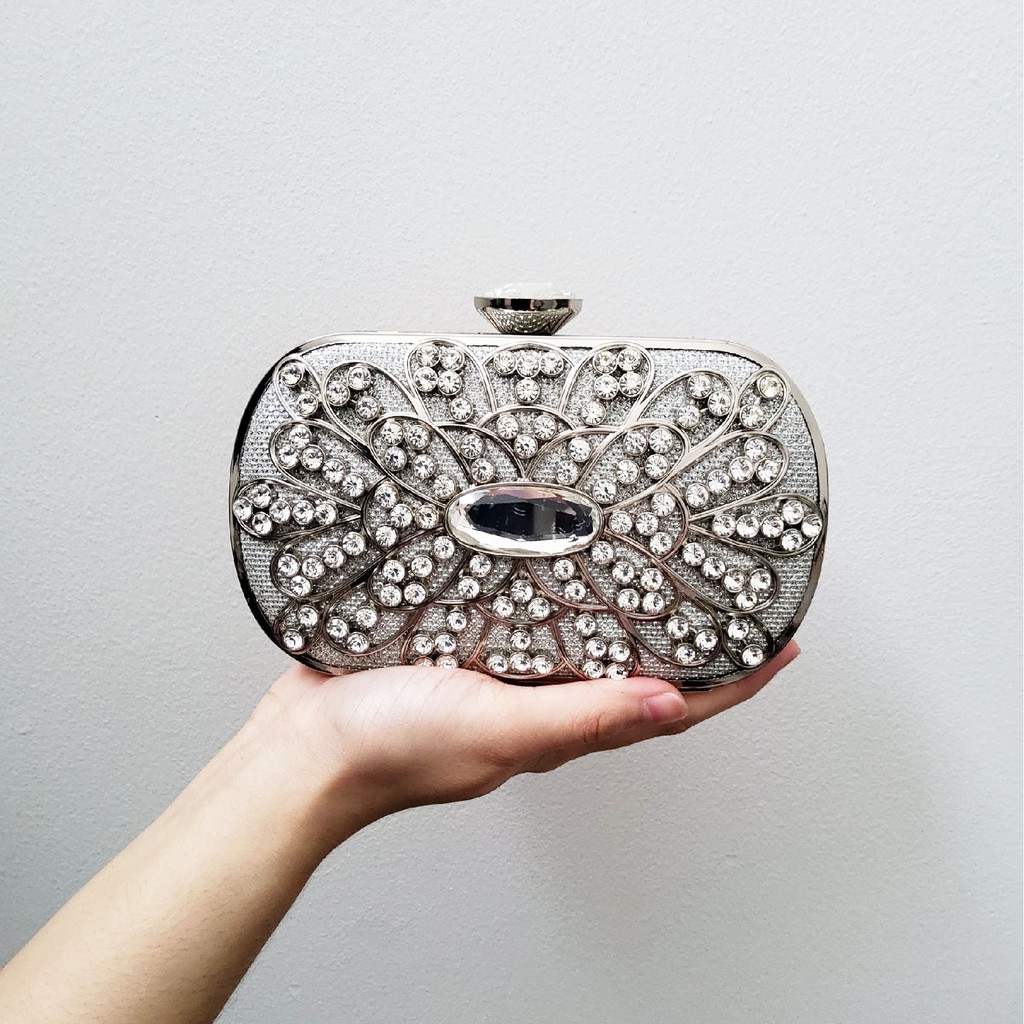 Tas Pesta Farnell Diamond Clutch Crystal Swarovsky Berlian 2663 Kondangan Bling Kristal Mewah