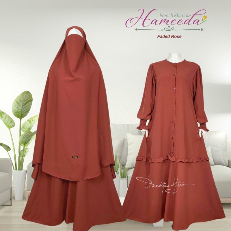 HAMEEDA SET GAMIS FRENCH KHIMAR JUMBO BY DAMAIRA HIJAB