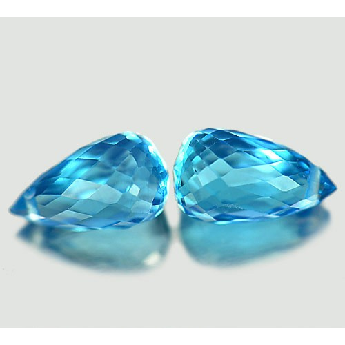 Pair VS Briolette with Drilled 3.97ct Tcw 9x5.2mm Natural Swiss Blue Topaz Brazil TP331