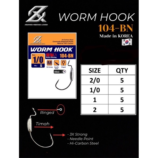 KAIL PANCING WORM AXZ 104BN KAIL LURE WORM TERLARIS KAIL CASTING TERLARIS KAIL STAINLESS STEEL WORM HOOK TERLARIS