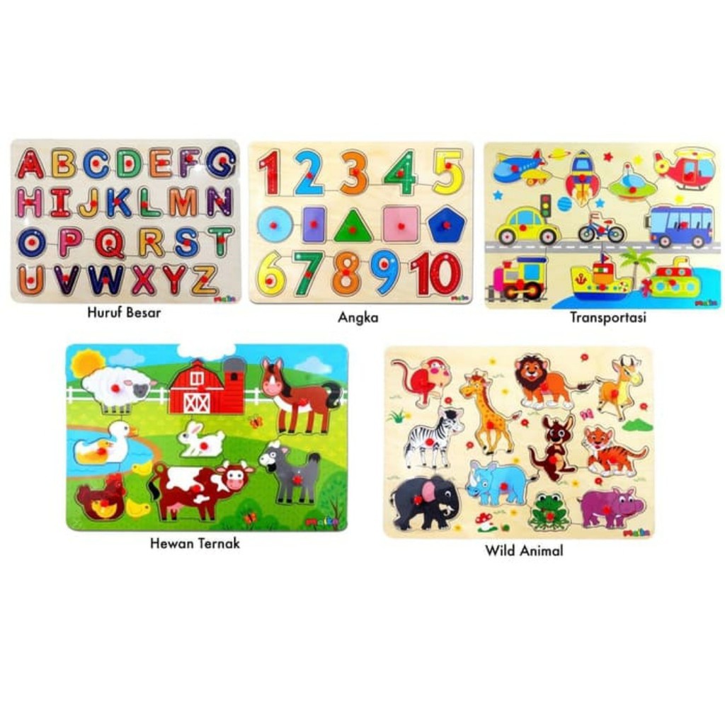 Mainan Puzzle Kayu Knob Bergambar Mainan Edukasi Anak-BELLA SHOP