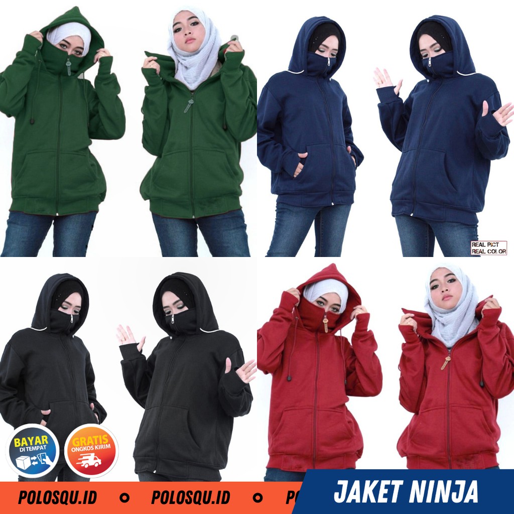 (BISA COD) JAKETPOLOS NINJA HOODIE ZIPPER SIZE M-XXL (PRIA / WANITA) polosqu.id