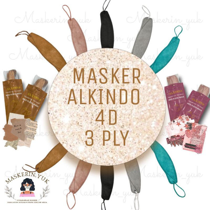 Masker 4D Alkindo 3ply (warnatalisenada)