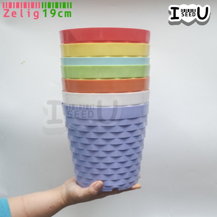 Pot Bunga 19cm Warna Zelig Motif Bata (SJP)