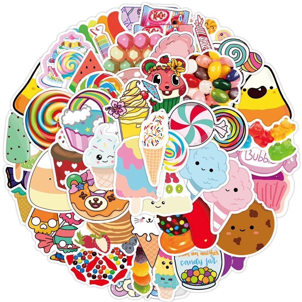 LANFY Colorful Candy Stickers Waterproof 50pcs /pack Stiker Gitar Koper Laptop Stiker Skateboard DIY Scrapbook