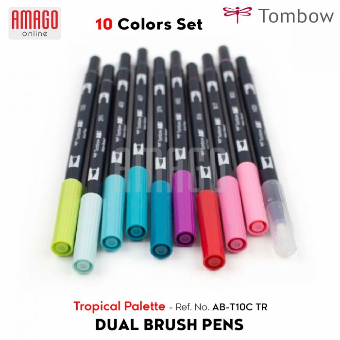 TOMBOW Dual Brush Pens - TROPICAL Palette of 10 colors - AB-T10C TR