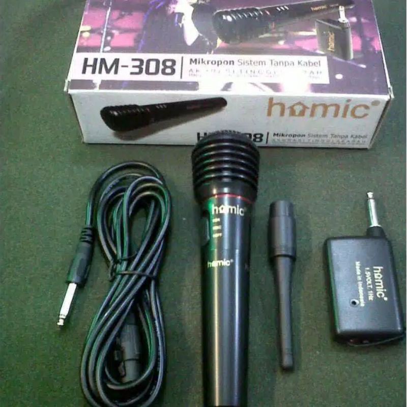 MIC HM-308 MICROPHONE SINGLE WIRELESS HOMIC 308 2in1 WIRELESS &amp; KABEL