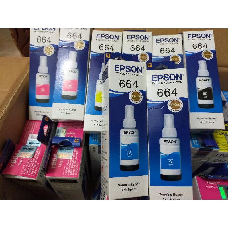 TINTA EPSON 664 For Printer : L100 L110 L111 L120 L130 L132 L200 L210 L211 L220 L222 L300 L301 L310 L350 L351 L353 L355 L356 L358 L360 L362 L365 L366 L375 L455 L456 L475 L550 L551 L555 L556 L558 L565 L575 L566 L655 L800 L805 L810 L850 L1300 L1800T6641