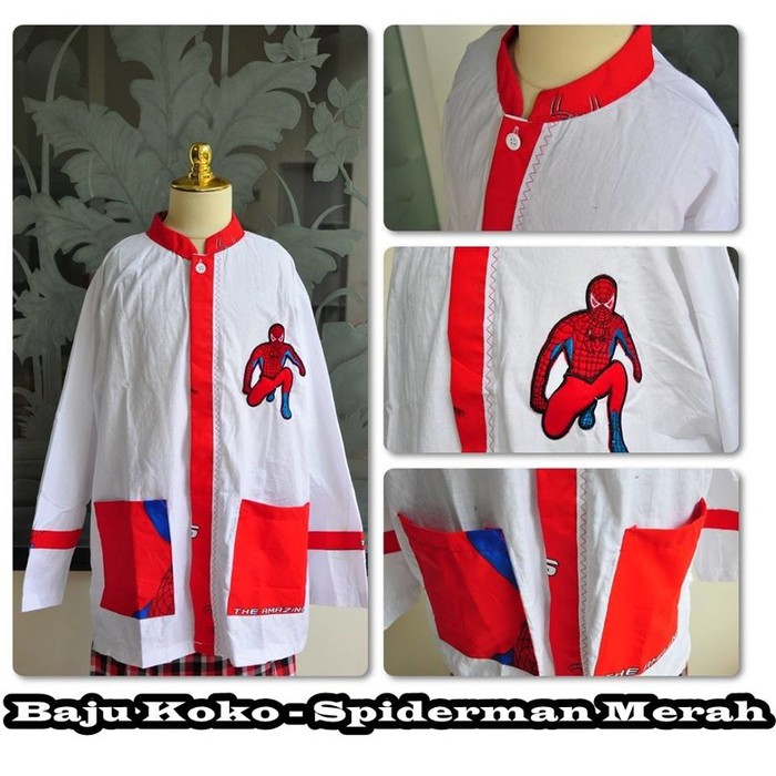 BAJU KOKO ANAK - BAJU KOKO KARAKTER SPIDERMAN MERAH UNTUK ANAK USIA 3 -10 TAHUN