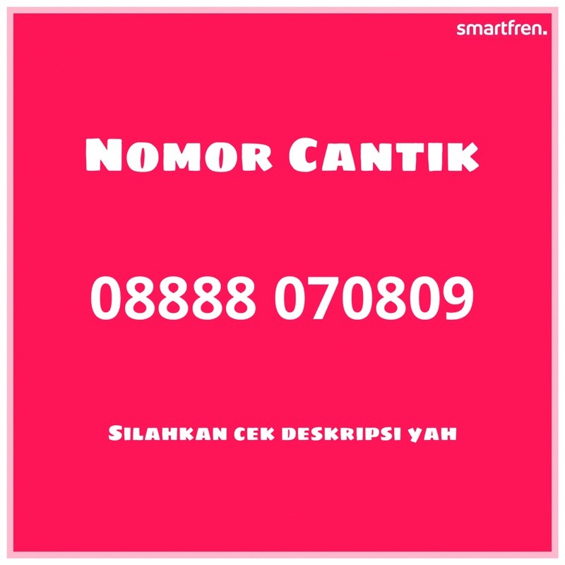Esim Nomor Cantik Smartfren 070809 (sudah termasuk paket unlimited)