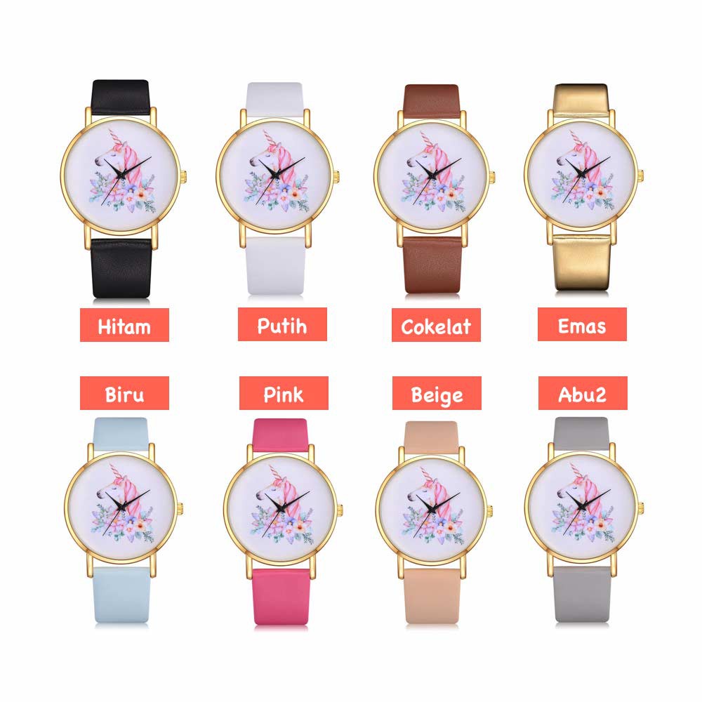 Geneva Unicorn - Jam Tangan Analog Wanita - Strap Leather ( Group )