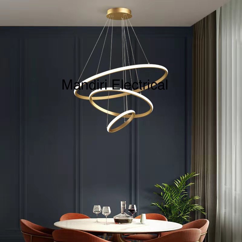 Lampu Gantung Minimalis Modern RUANG TAMU 3 Ring LED ML2212