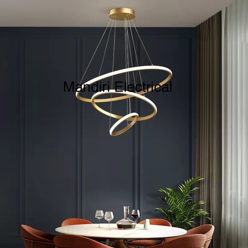 Lampu Gantung Minimalis Modern RUANG TAMU 3 Ring LED ML2212