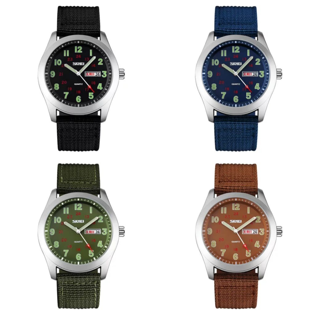 Jam tangan Pria skmei 9112 original strap kanvas