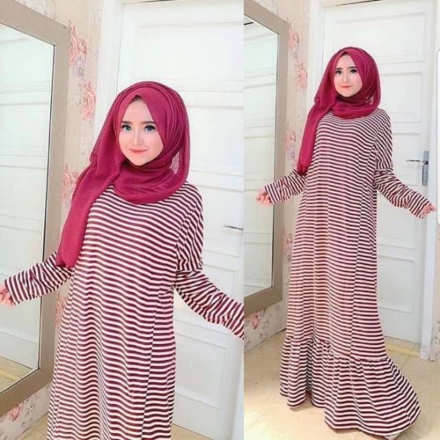 Baju Gamis Dress Wanita Mayang Stripe