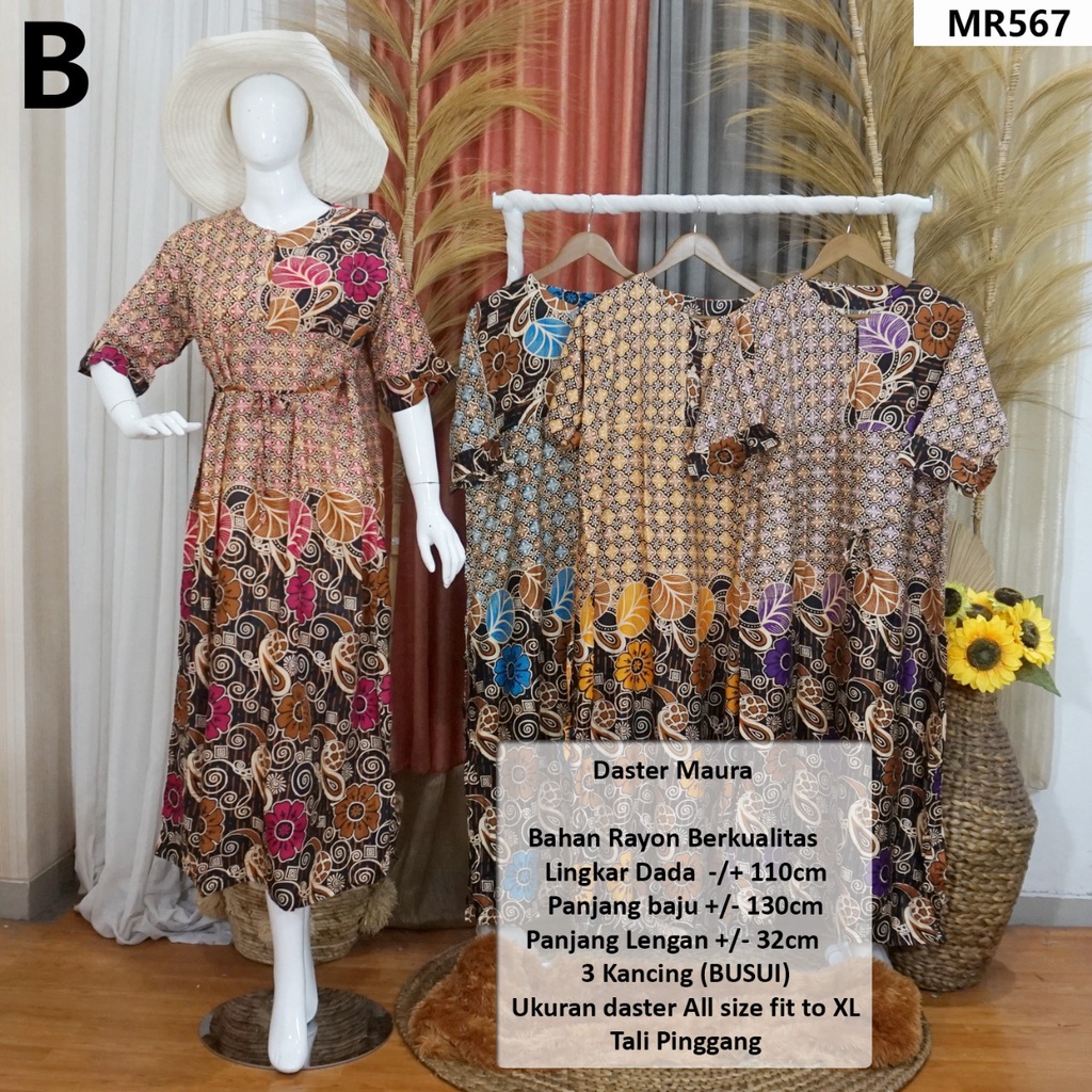 DASTER MAURA + AINA TERBARU Longdress, Lengan raglan 3/4 size fit to XL MR #dastermurah #homedress #daster terkini-4