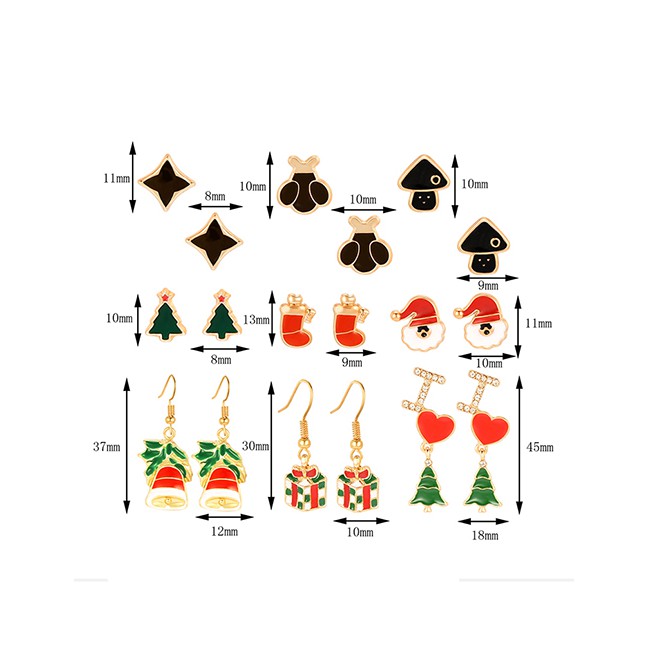 LRC Anting Set Fashion Color Christmas Earrings Earrings Set Of 9 D18708