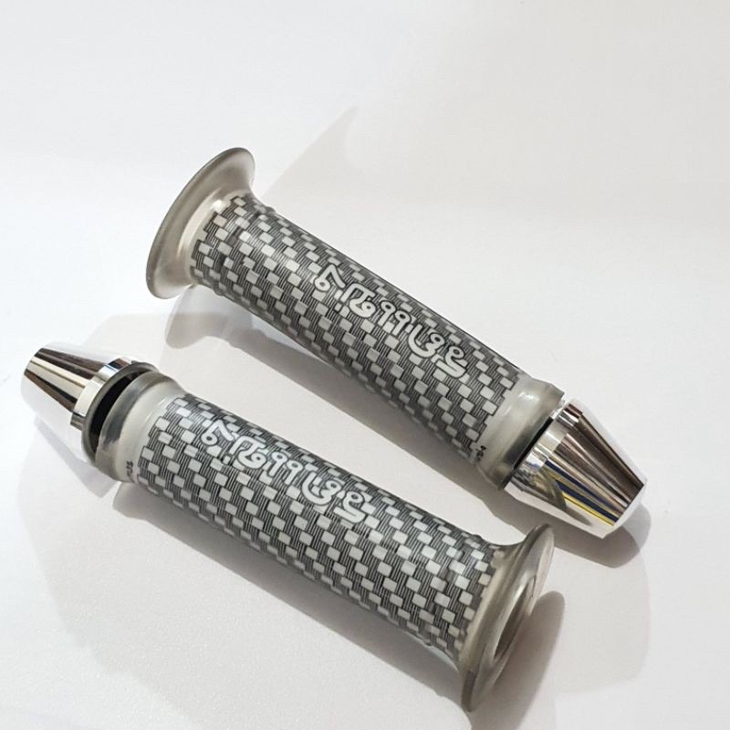 HANDGRIP KARBON SILVER + JALU STANG SILVER BISA UNTUK SEMUA MOTOR