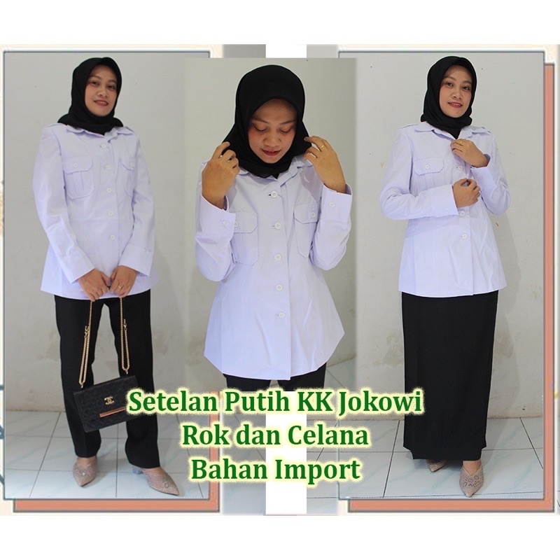 Atasan blazer putih seragam kantor