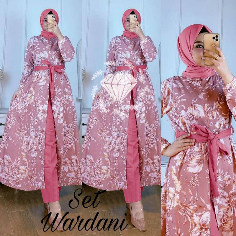 SET CELANA WARDANI BUNGA, MONALISA PREMIUM, GAMIS HIJAB MUSLIM, SETELAN